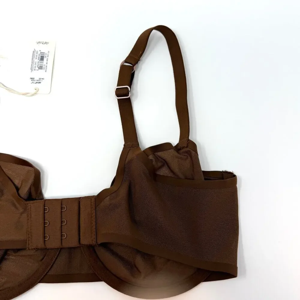 Aerie Smoothez Unlined Underwire Mesh Balconette Bra In Brown Size 36D New